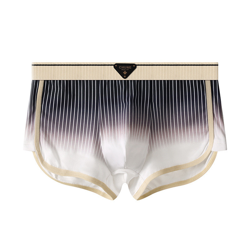 New Men's Elegant Striped Exquisite Cotton Antibacterial Health Underwear Loose Running Breathable Teen Comfortable Boxers C6440. 
