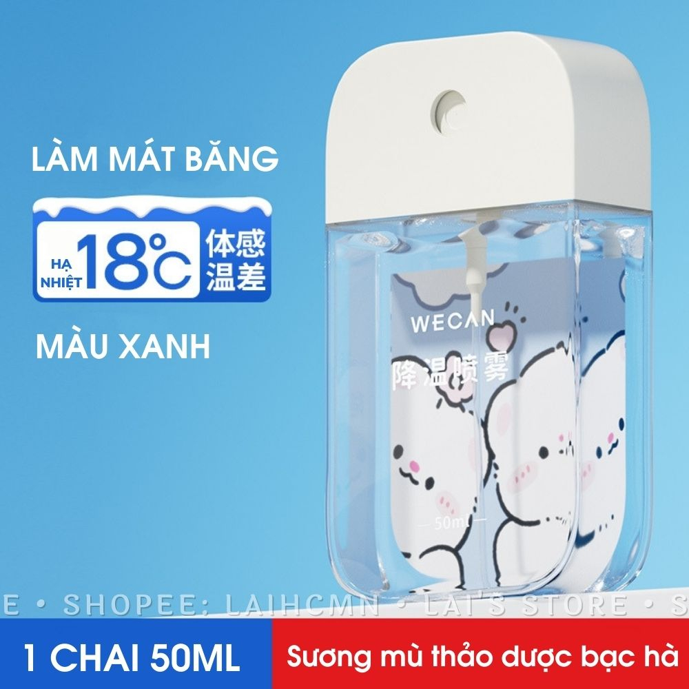 Xịt lạnh quần áo làm mát cơ thể wecan bạc hà mát lạnh 50ml khử mùi hôi, làm thơm quần áo, cảm giác mát lạnh sảng khoái