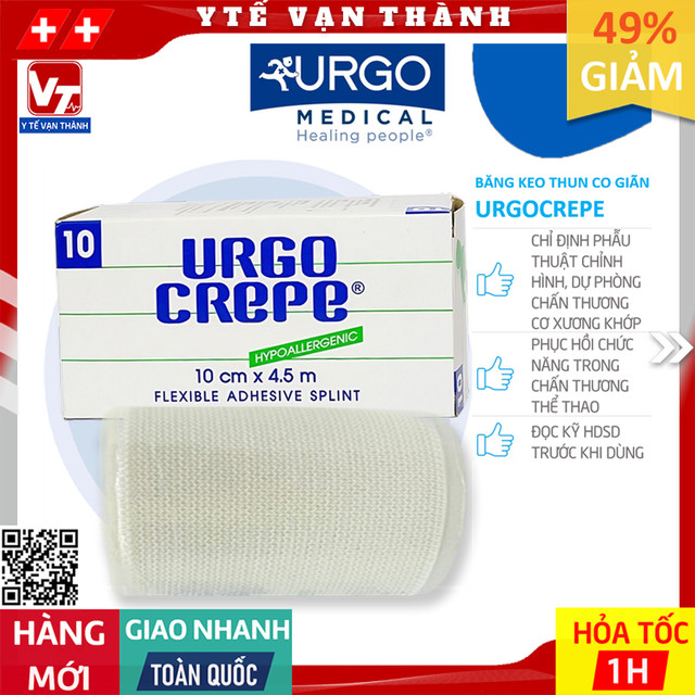 ✅ Băng Thun Y Tế Có Keo Urgo Crepe | Dán sườn trong chấn thương, sau phẫu thuật  -VT0155 - Y Tế Vạn Thành