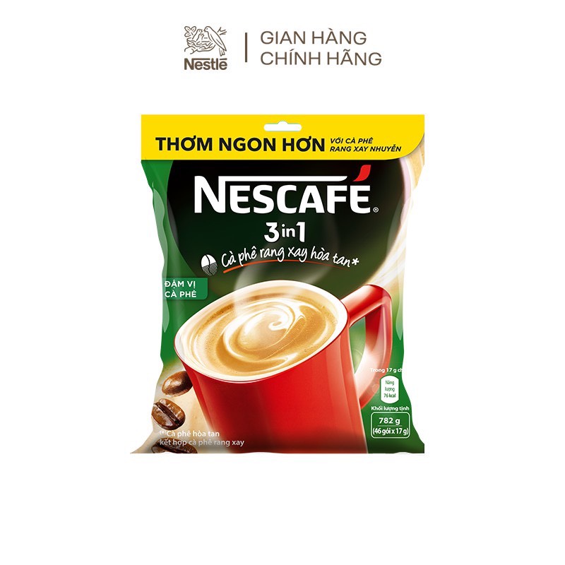 Nescafé 3in1 cà phê rang xay hòa tan đậm vị cà phê (Bịch 46 gói x 17g)