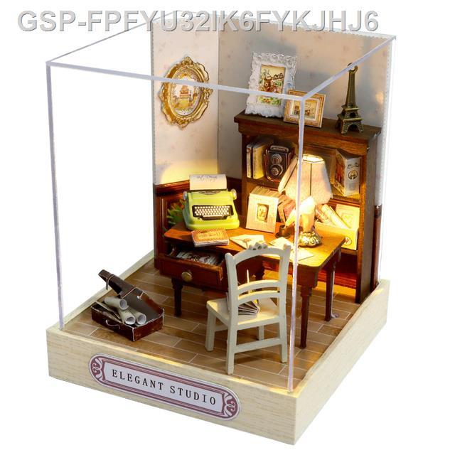 ✕℡ doll house miniature model building kit assembled home creative room bedroom decoration with furniture DIY