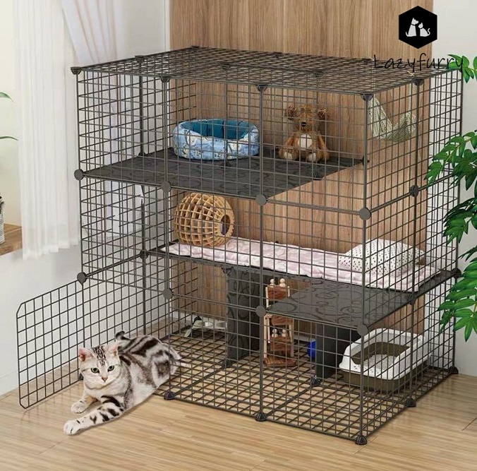 Dog Fence Cat Cage Pet Playpen DIY Buildable Enclosure WITH DOOR (9 + 1 ...