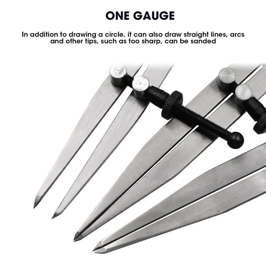 Adjustable Leather Compass Lockable Carbon Steel Divider Wing Creaser DIY Leathercraft Rotating Line Scribing Gauge Caliper Tool
