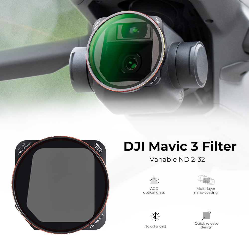 K&F Concept Variable ND2-ND32 (1-5 Stops) ND Filter for DJI Mavic 3/Mavic 3 Cine, Neutral Density Filter