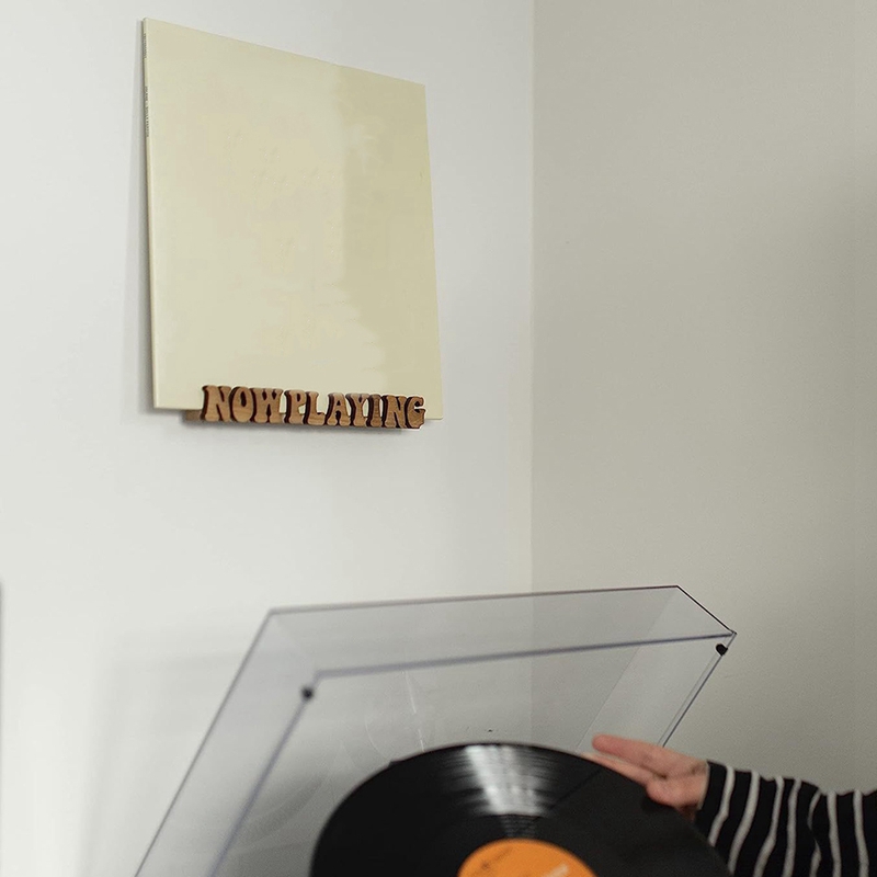 Now Playing Vinyl Record Stand Display Wall Mount Solid Wood Album Shelf Bracket Hanging Storage LP Holder for Music