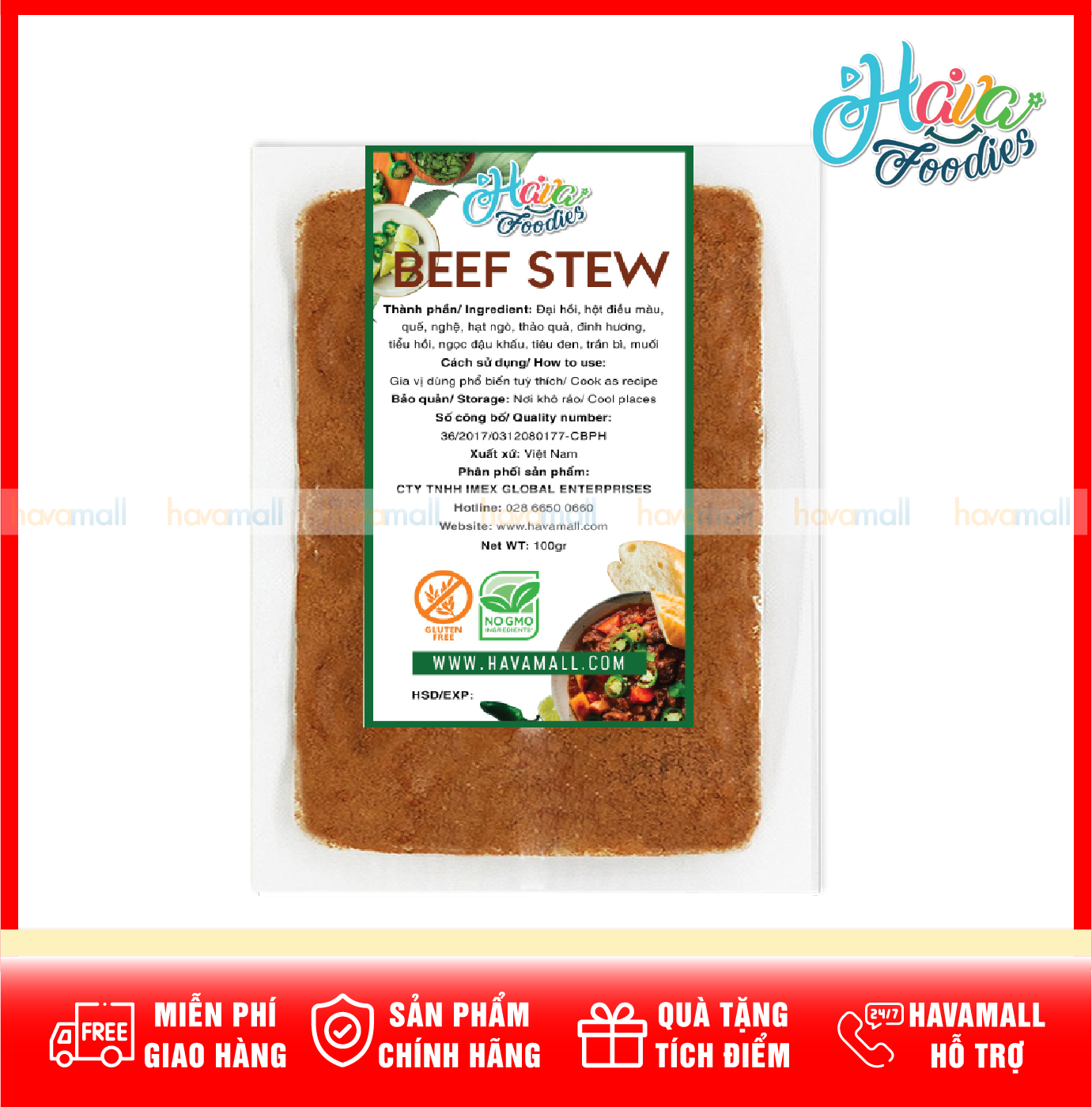Bột bò kho havafood túi 100g – beef stew