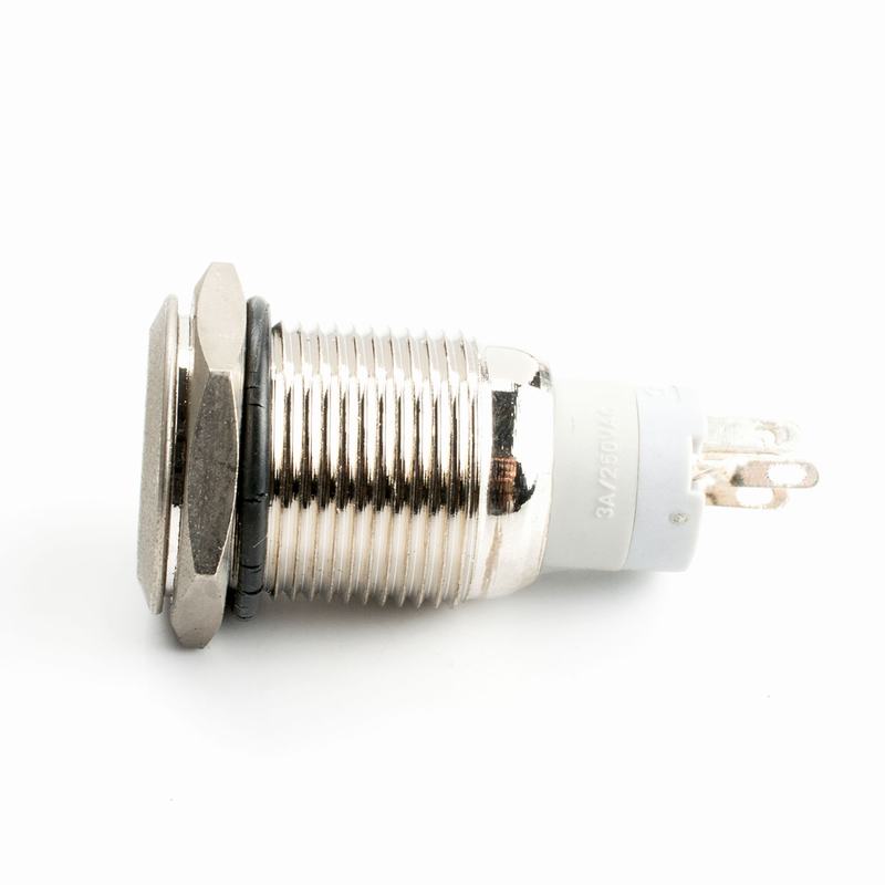 Metal Push Button w/ Annular 12V LED Indicator Green Latching Type