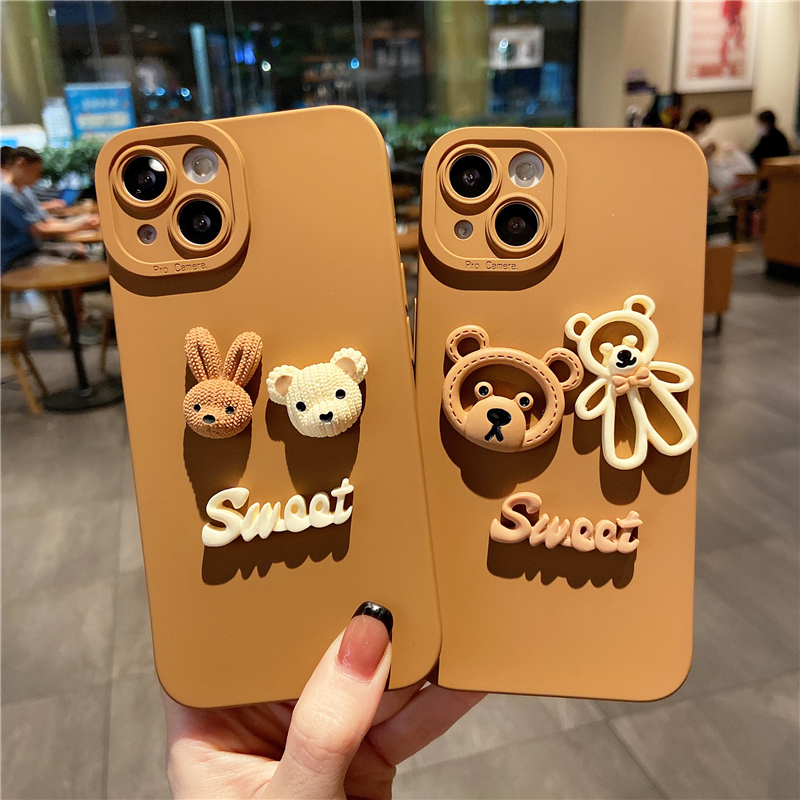 Ốp Lưng Basic Camera Nổi - Mẫu Gấu Thỏ Sweet