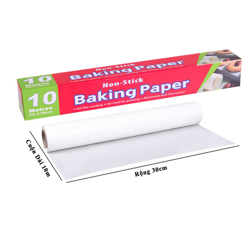 Cuộn 10m giấy nến nướng bánh, giấy sáp, giấy nướng bánh baking paper
