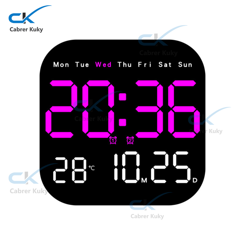 2024new!!7" digital wall clock with date day of week led wall clock for living room office bedroom decor led digital alarm clock