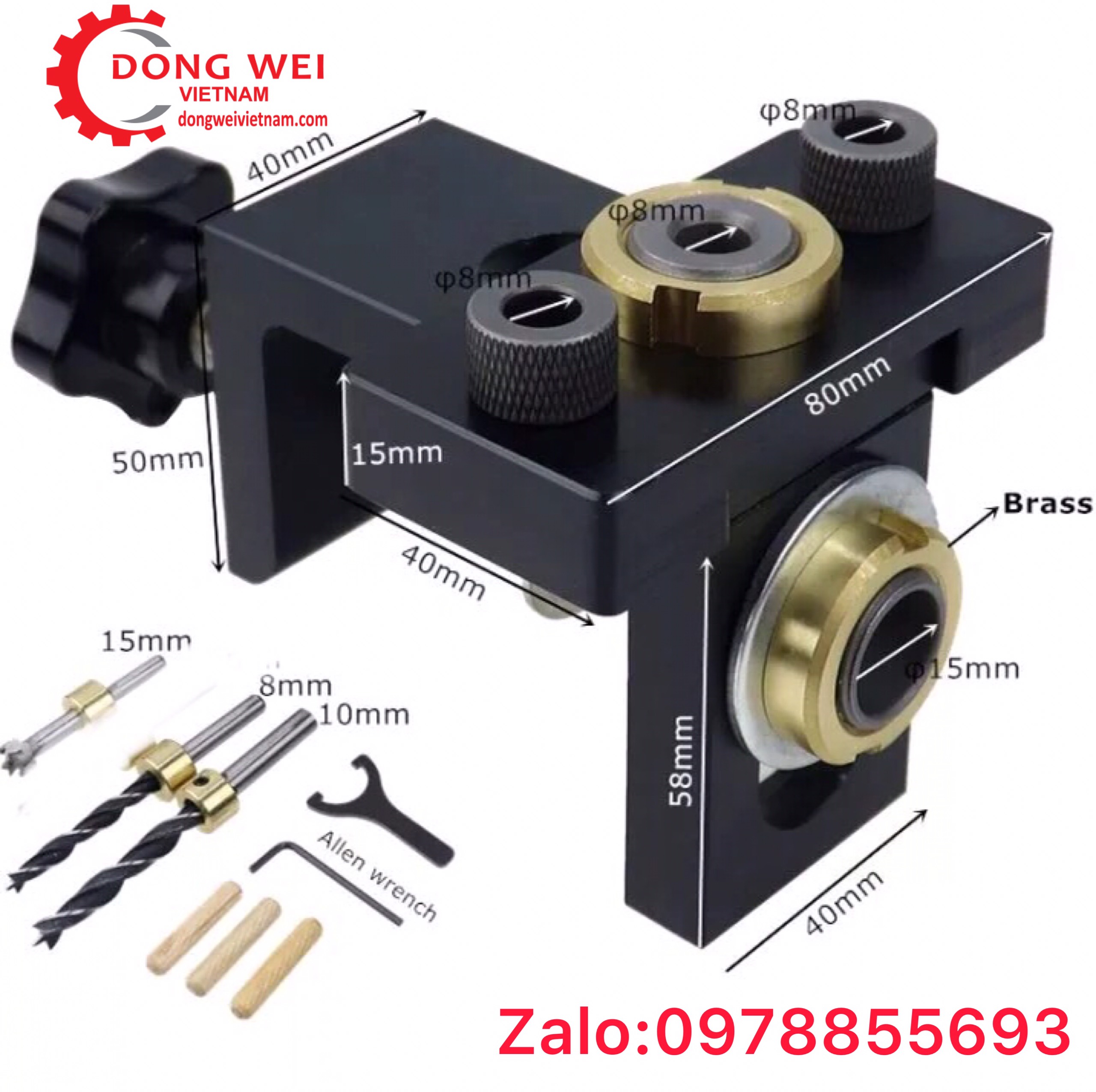 Cữ khoan chốt gỗ, chốt cam Cữ khoan thẳng 8 10 15mm - chốt liên kết cam,gỗ