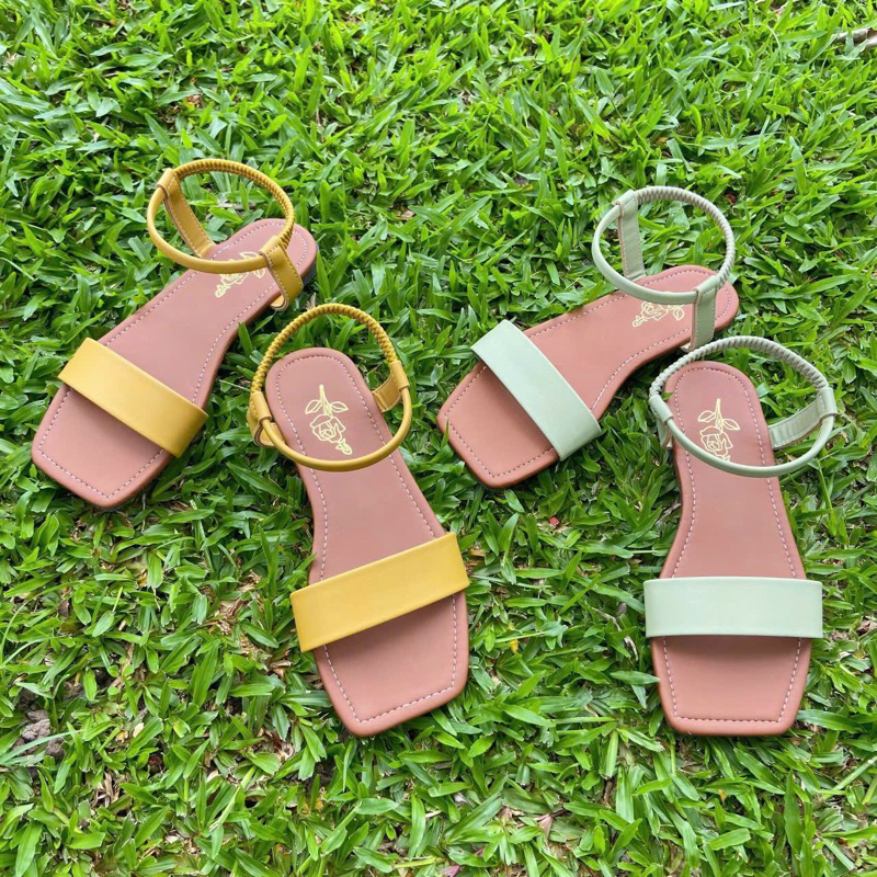 Sandal nữ da mềm quai ngang đế nâu VS02