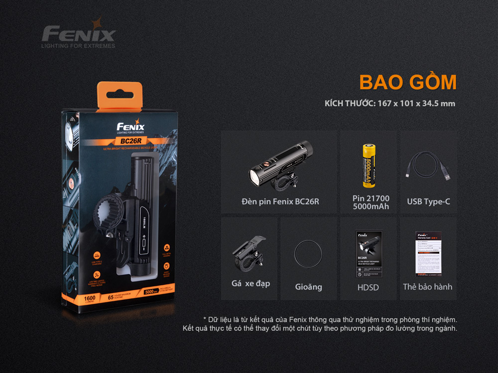 [ CHÍNH HÃNG ] Đèn Pin Xe Đạp Fenix BC26R - BẢO HÀNH 5 NĂM