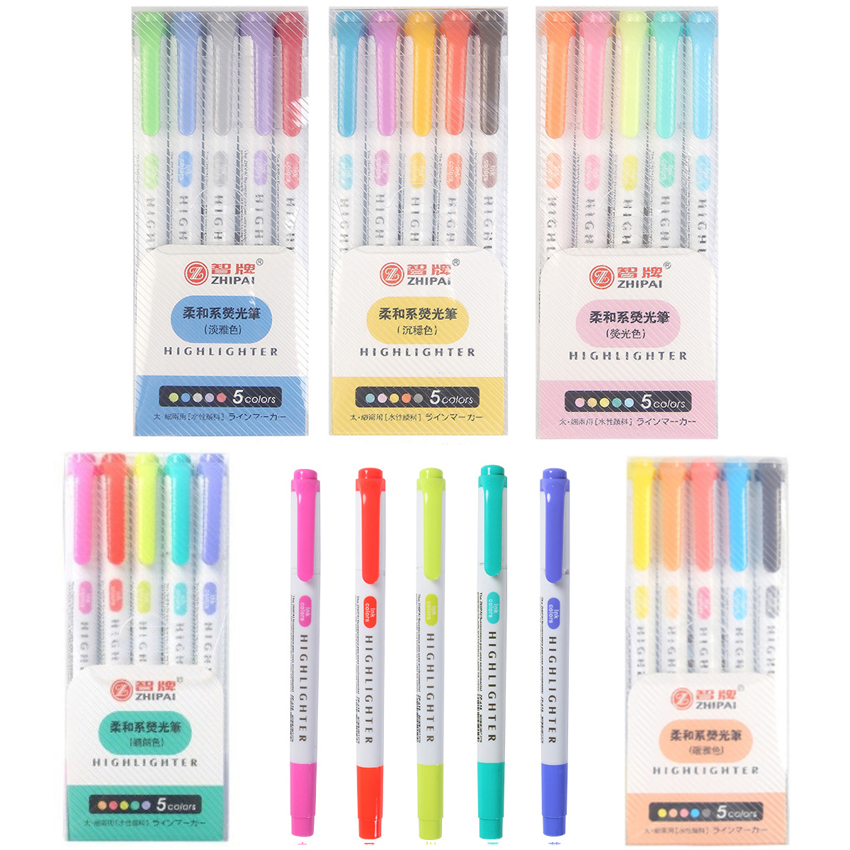 %E3%80%90The%20Quiet%20Page%E3%80%915/10/15/25%20Colors%20Zhipai%20Highlighters%20Pen%20Set%20Drawing%20Markers%20Dual%20Cute%20Pen%20Kawaii%20Stationery%20Pastel%20Highlighter%20School%20Supplies%20-%20Image%203
