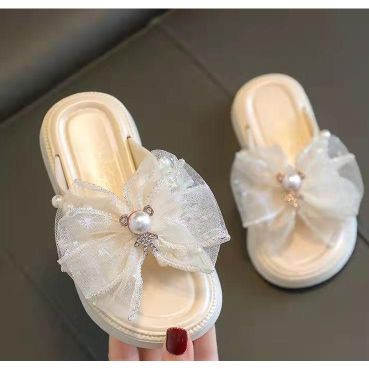 Dép bé gái sandal cho bé nơ ngọc DLG04