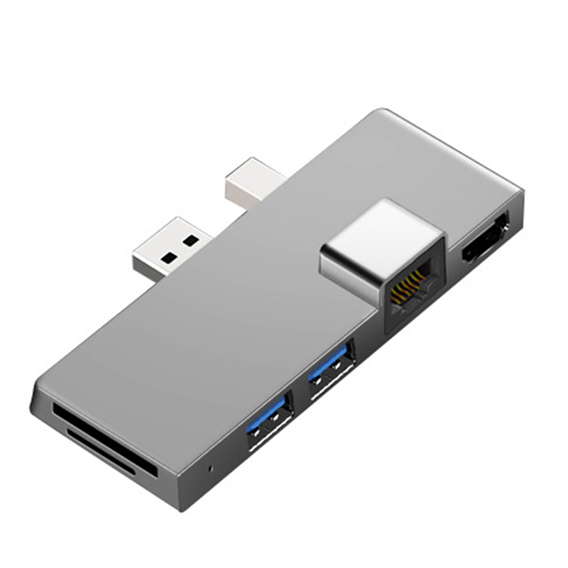 For surface pro 4 5 6 docking station hub with 4k -compatible tf card reader gigabit ethernet 2 usb 3.1 gen 1 port