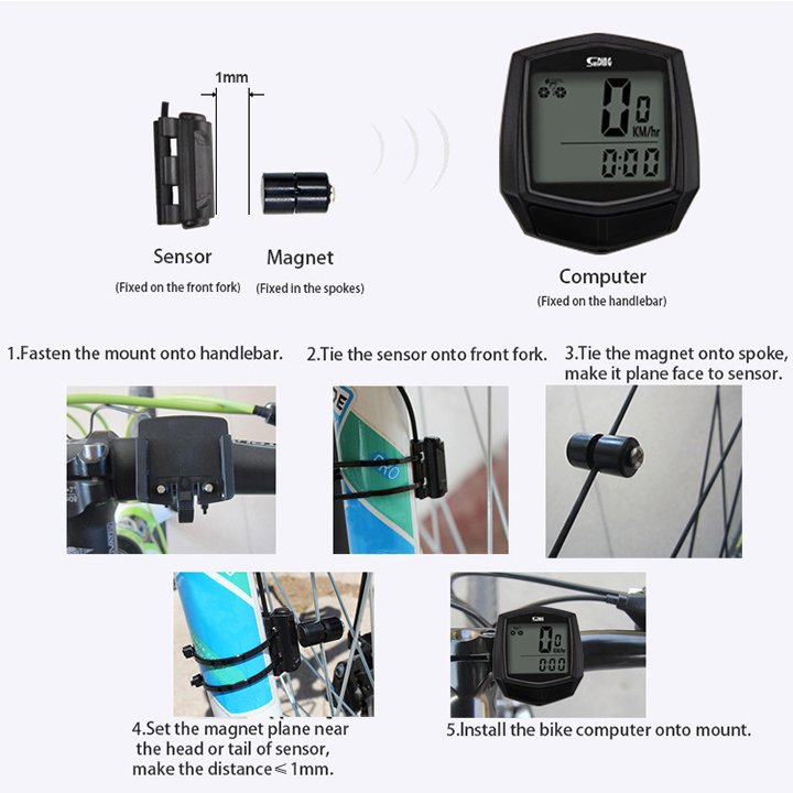 Đồng hồ đo tốc độ xe đạp màn hình Lcd chống nước Sunding