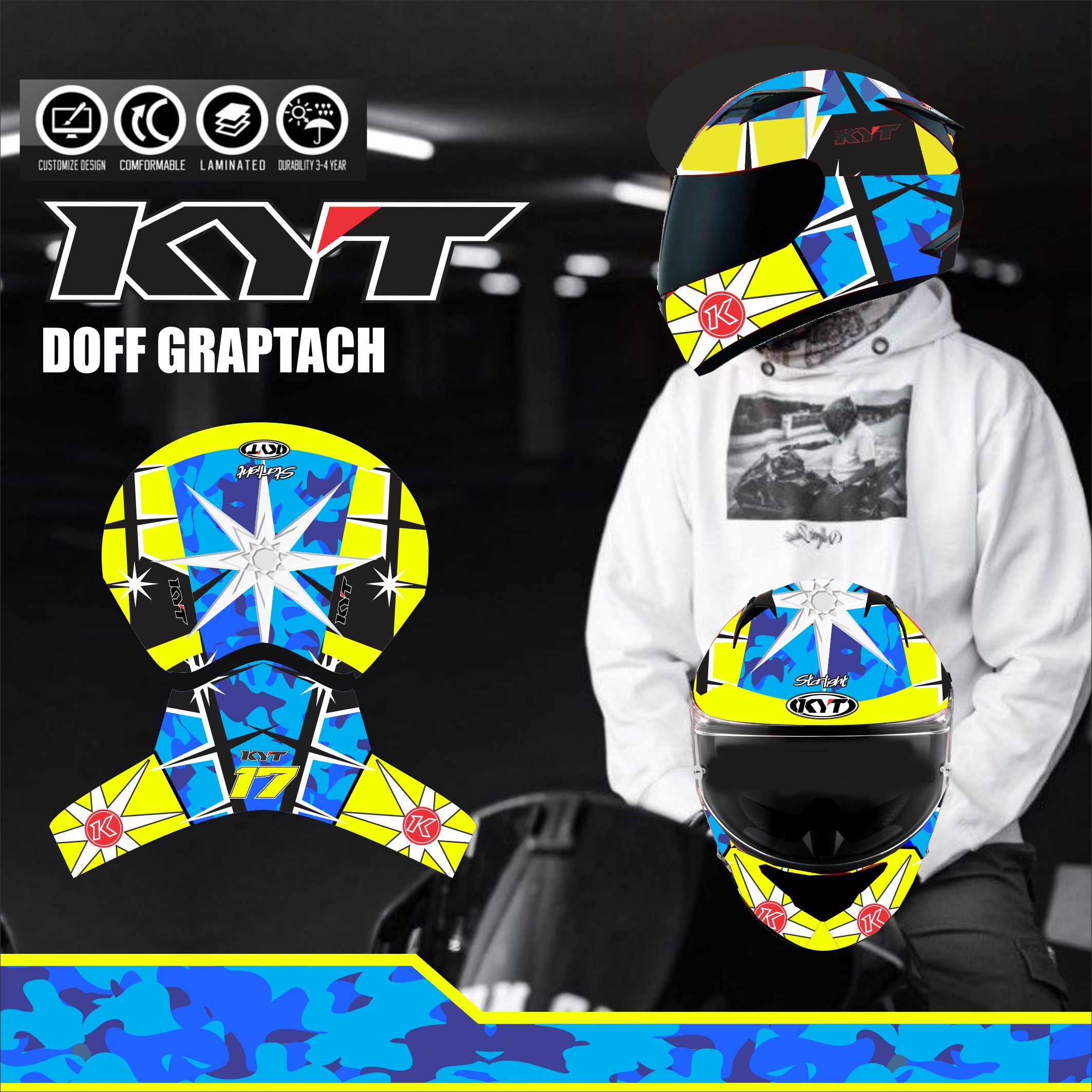 Stiker Helm Full Face Sticker Decal Striping Helm Full Face KYT Variasi Semua Ready Lazada  Indonesia