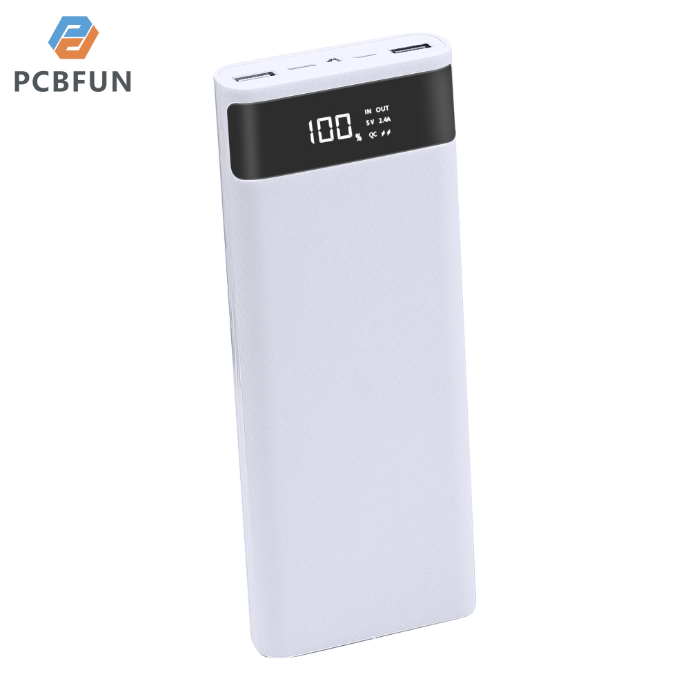 pcbfun (Battery not included) 8pcs 18650 Mobile Power Screw Removable Kit Fast Charging White