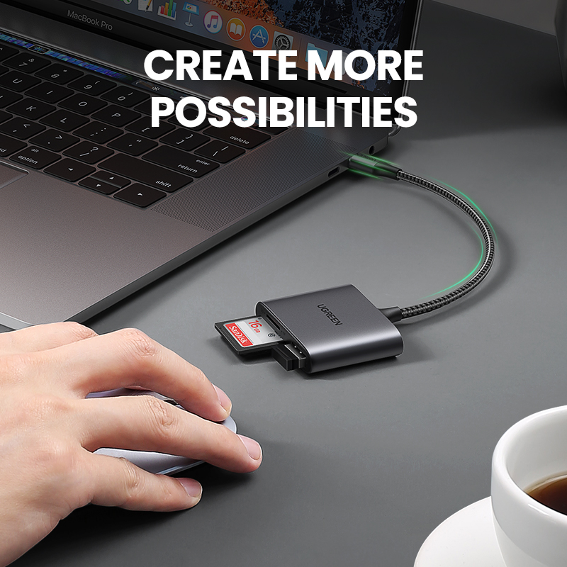 UGREEN USB C SD Card Reader 3 in 1 USB C Card Reader Adapter Type C Micro SD Memory Card Reader for TF SD SDXC SDHC MMC RS-MMC Micro SD SDXC SDHC Cards Model:80798