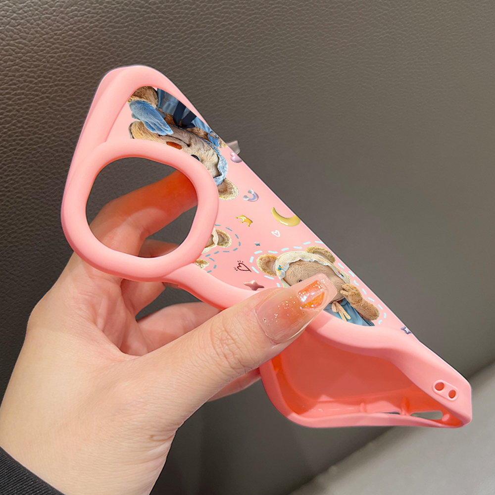 AMORVOR for Redmi Note 10 Note 10S Poco M5S Back Cover Butter Bear Pattern Luxury Phone Case Macaron Wave Soft Silicone Mobile Cover. 