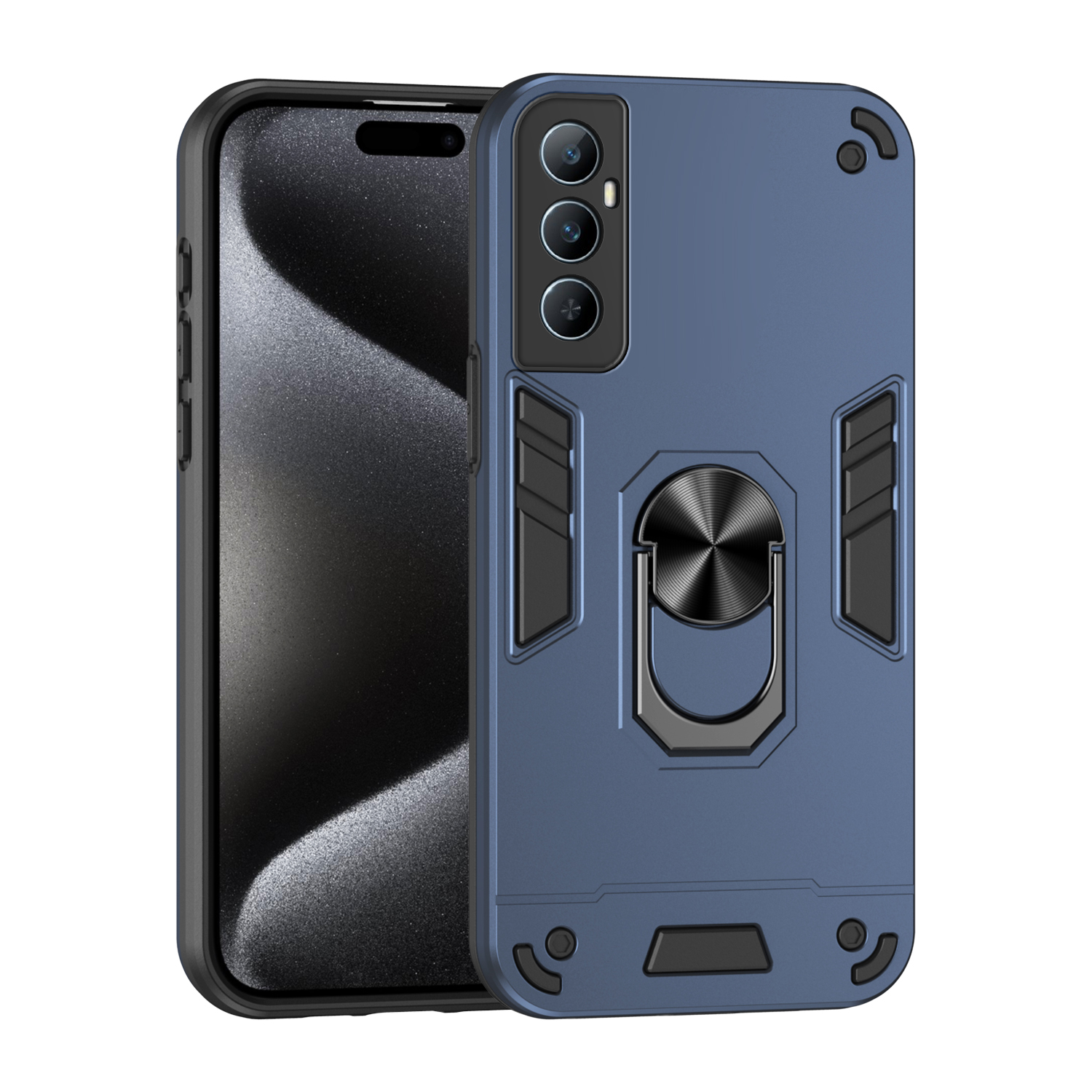 Phone case For Realme C67 Back cover Shockproof Armor Stand with Holder Car adsorb Ring For Realme C65 Cover cases. 