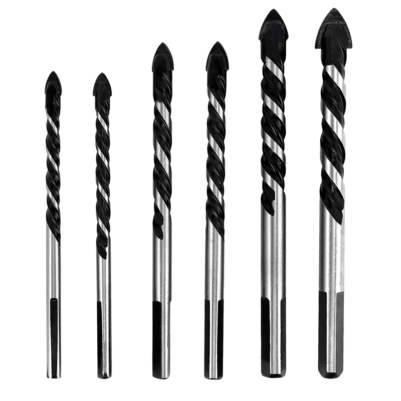 6pcs ceramic tile drill bits,masonry drill bits set for glass, brick, concrete, wood tungsten carbide tip for wall mirror and ceramic tile with size 6, 6, 8, 8,10,12mm