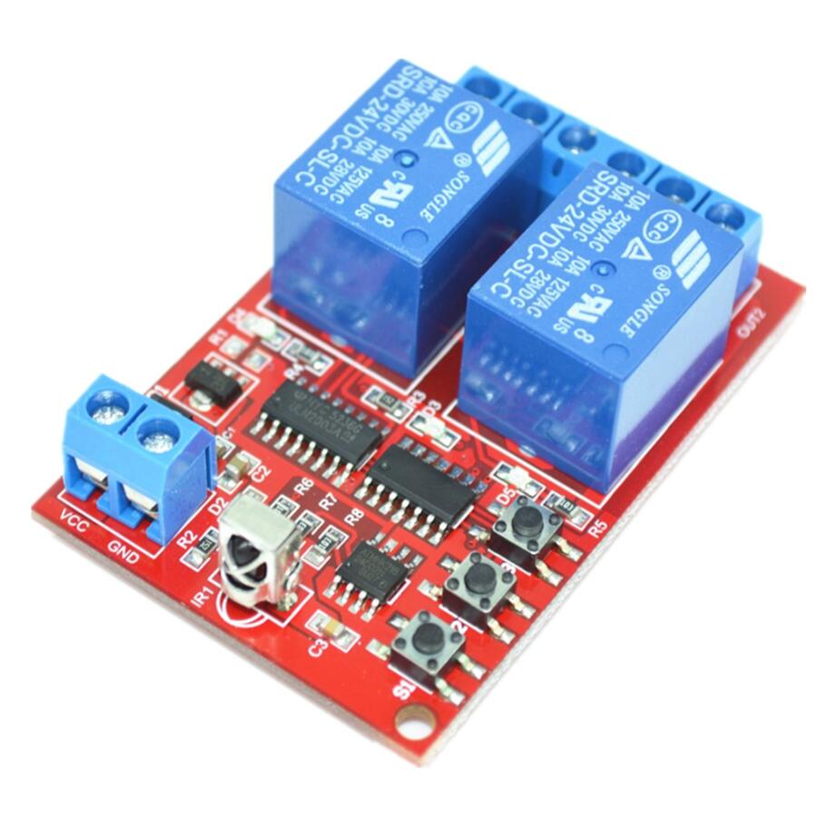 【InnovateWorld】2 Channel 2CH DC 5V 12V 24V IR Infrared Remote Control Switch High-current Relay Module Board LED Status Indicator 5V -24V. 