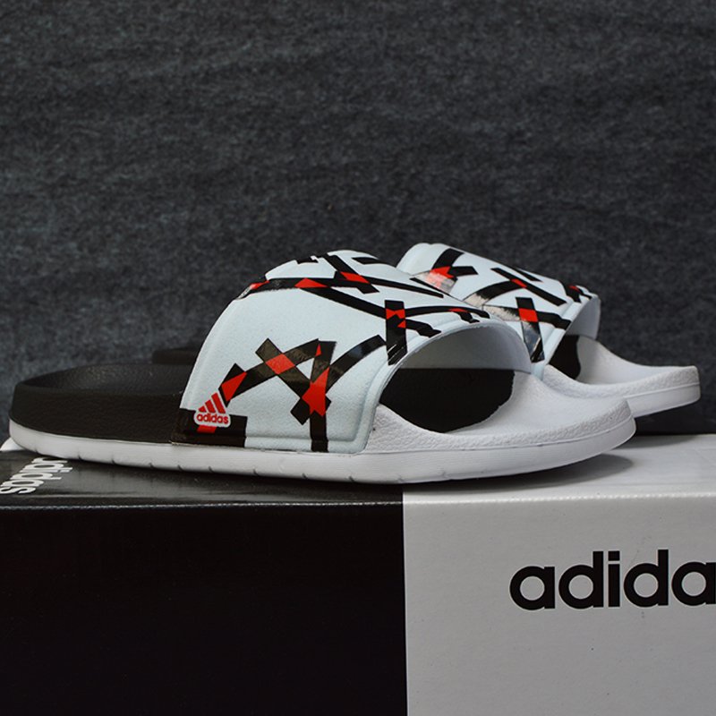 DÉP ADIDAS_SAMPLE ORIGINAL 2 MÀU ĐEN TRẮNG QUAI ĐEN TRẮNG ĐỎ