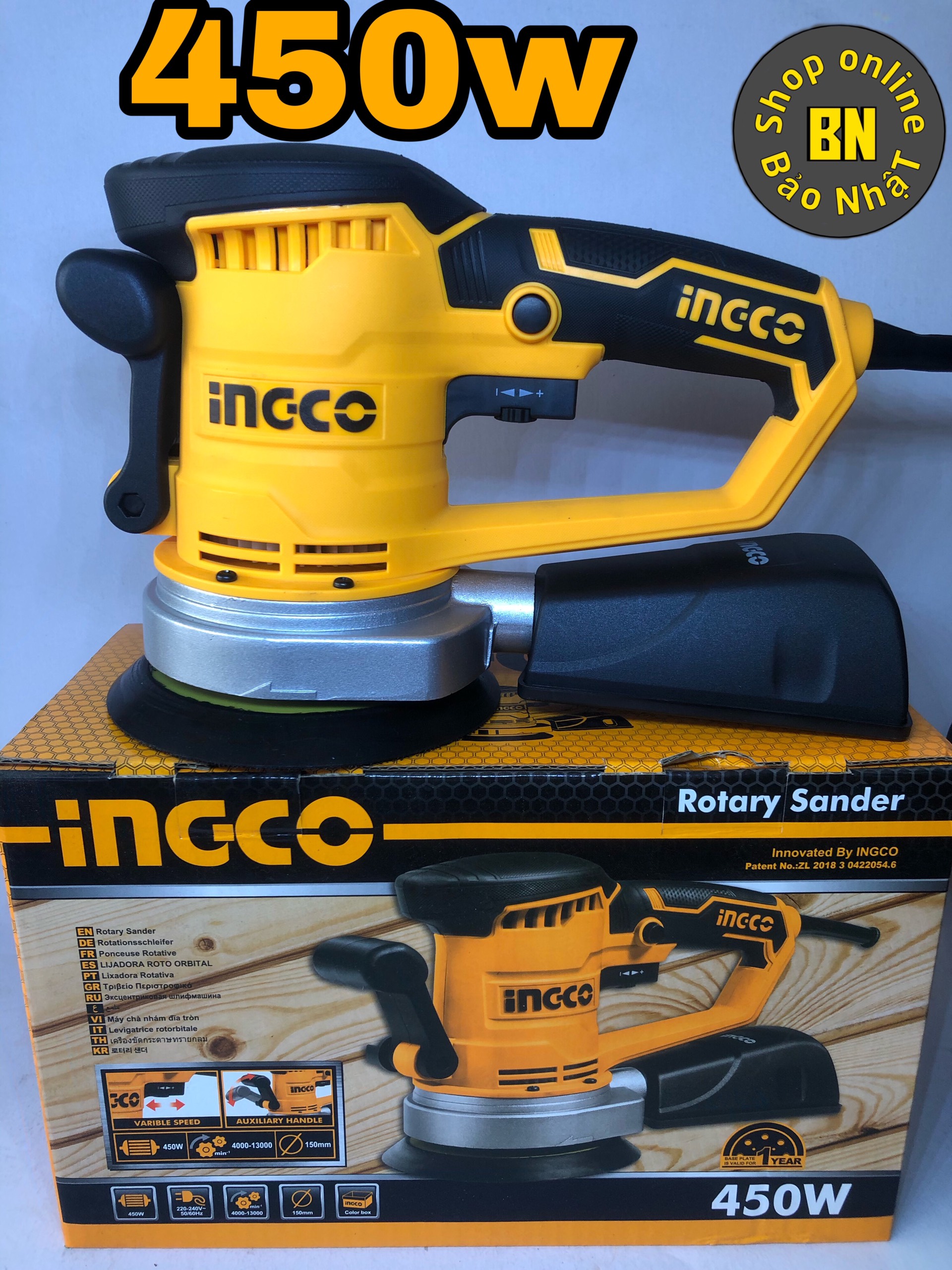 Máy chà nhám Ingco 450W RS4508 [Chính Hãng] -SHINSTORE