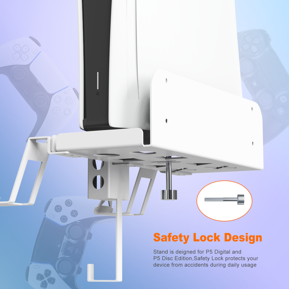 For PS5 Game Console Wall Bracket Wall Mount Storage Rack Stand for PS5 Game Handle and Earphone Bracket Anti-Slip Holder