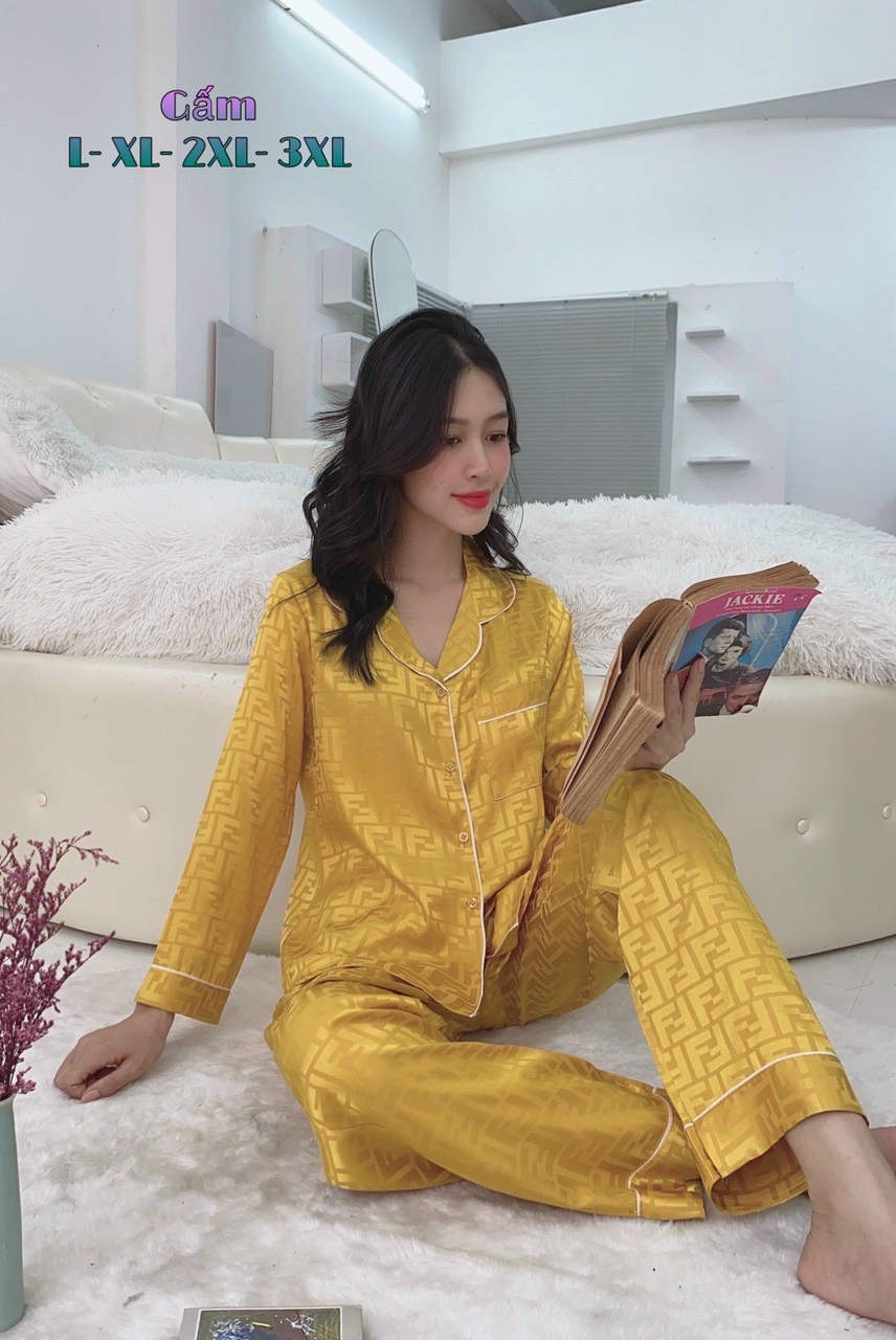 Bộ Pijama LỤA GẤM CAO CẤP TAY DÀI Size XL ( 53kg-63kg ) - 2XL (64kg-74kg) [ ĐƠN 159K GIẢM 10K ]