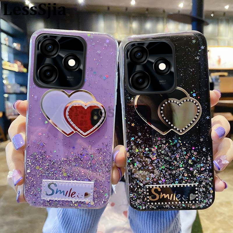 Phone Cover infinix Smart 8 Pro 8 Plus 7 Case Glitter Soft Transparent Be Love Makeup Mirror Stars Moon Cover For infinix Smart 8Plus 8Pro smart 7 Cases.