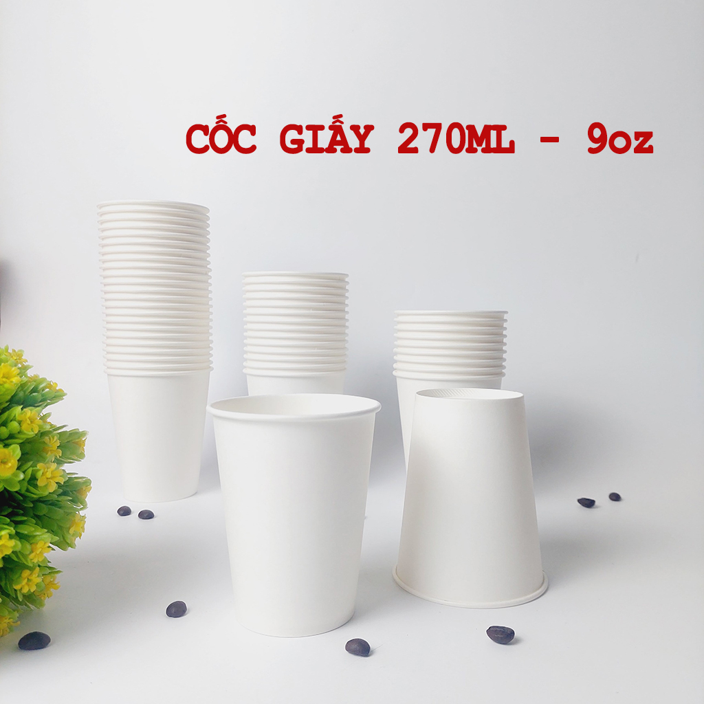 50 Chiếc cốc giấy 270ml ~ 9oz ly giấy NHẬP KHẨU HÀN QUỐC