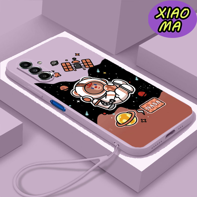 For Samsung A05S CellPhone Case Cute Bear Universe Moon Pattern Candy Color Phone Case