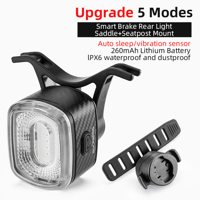 Rockbros bicycle tail light smart auto brake sensor usb sport bike light 5 modes ipx6 bike light led tail light cycling accessories