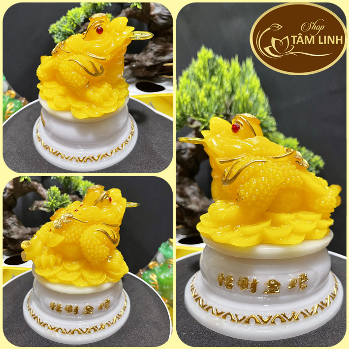 Cóc (Thiềm Thừ) Ngọc Phong Thủy Đế Kiếng Xoay Cao 14 cm