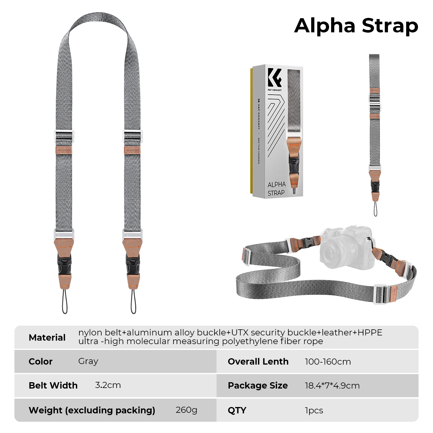 K&F Concept Camera Neck Strap with Quick Release for Photographers, Adjustable Camera Shoulder Sling Strap Compatible for  DSLR Camera