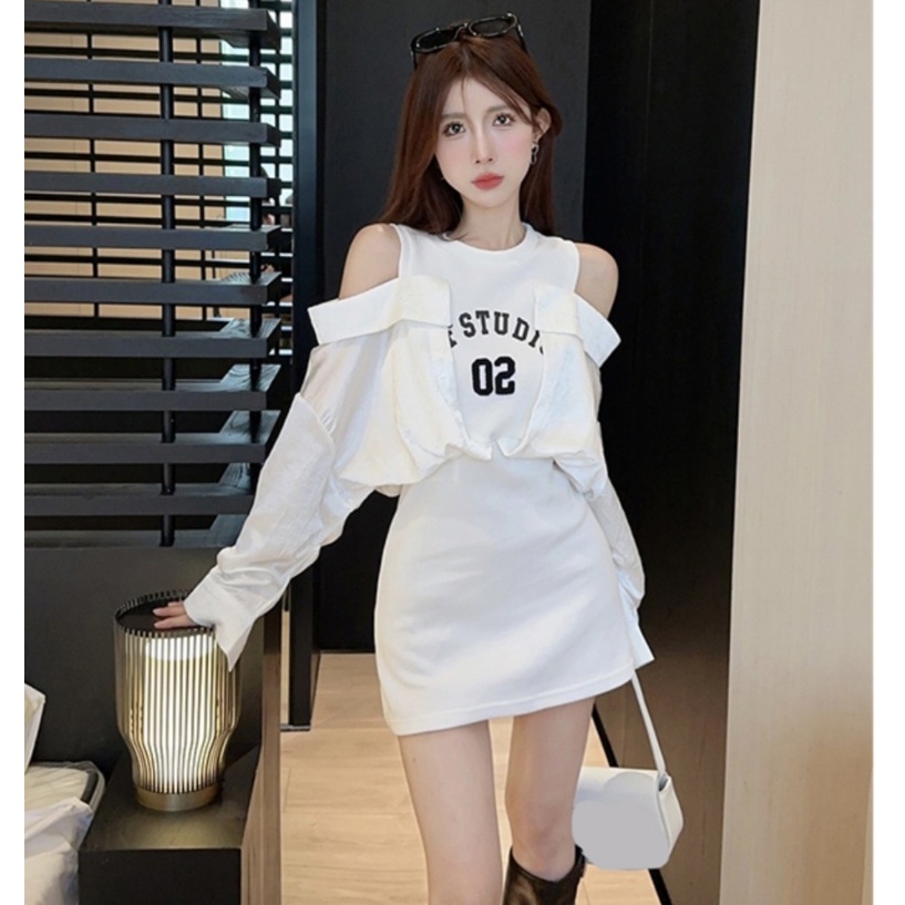 🔥[C252] Áo len Montoghi Dệt kim nữ TRỄ VAI PHỐI SƠ MI hàng Quảng Châu cực HOT - kholenqc