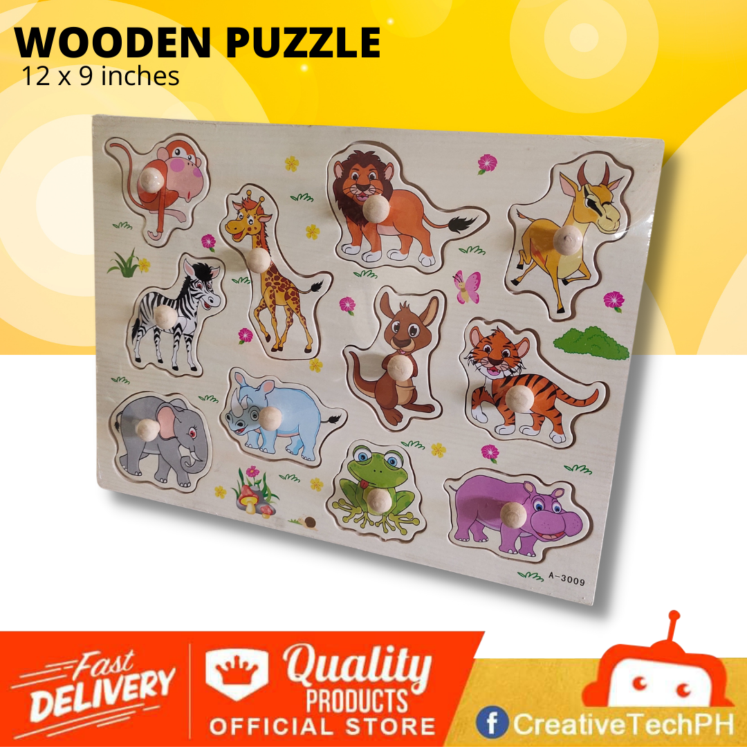 Animals Wooden Puzzle Insert Puzzle Board for Toddlers Children Kids
