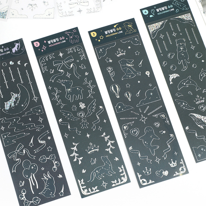 Tấm sticker Hologram, Twinkle line decor toploader, trang trí