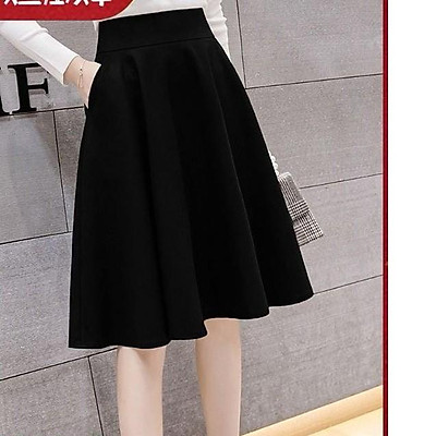 Chân váy xòe đầu gối có phối túi 2 bên