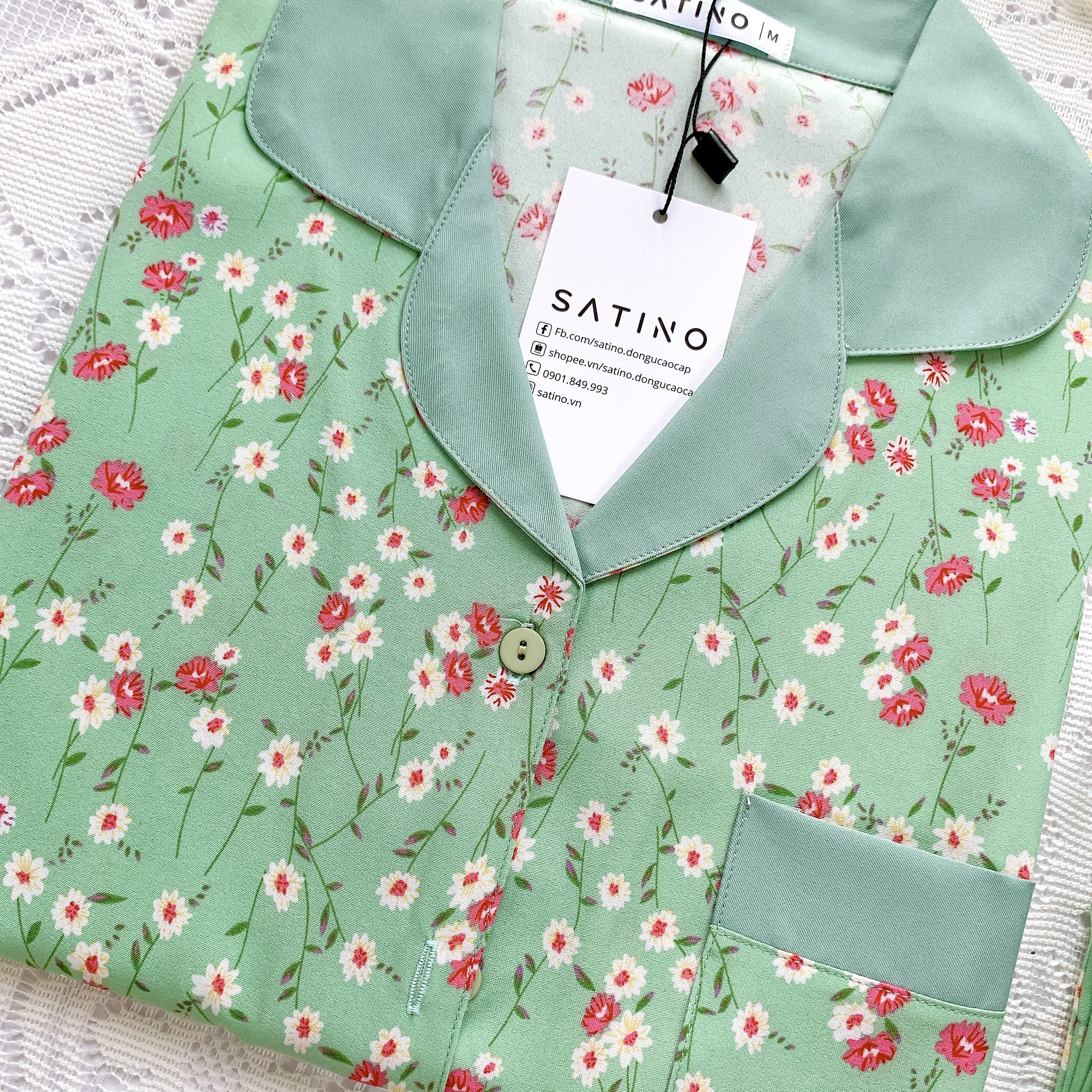 Pijama Tay ngắn quần dài - Daisy Mint [COMBO 3 BỘ 499K, 5 BỘ 779k ]