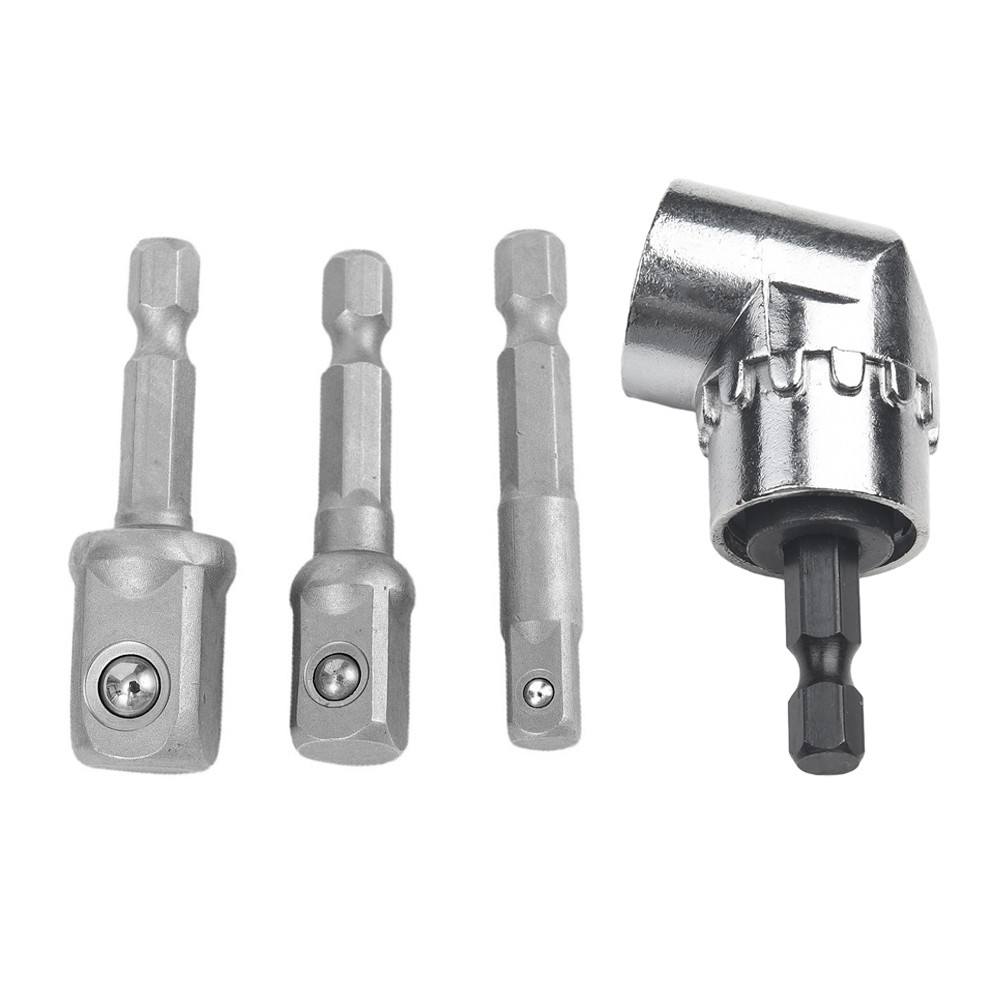 4pcs Socket Adapter With 105 Degree Corner Hex Shank Drill Bits Extension Rod