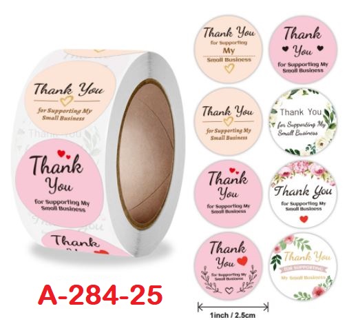 Cuộn 500 miếng dán Sticker "Thank You" - 8 styles (đường kính nhãn dán 2,5cm)