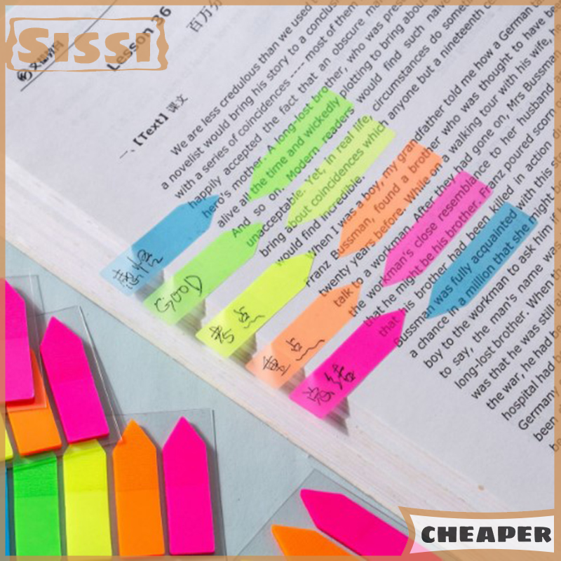 Sissi 100 Sheets Arrow Shape Fluorescent paper Self Adhesive Memo Pad Sticky Notes