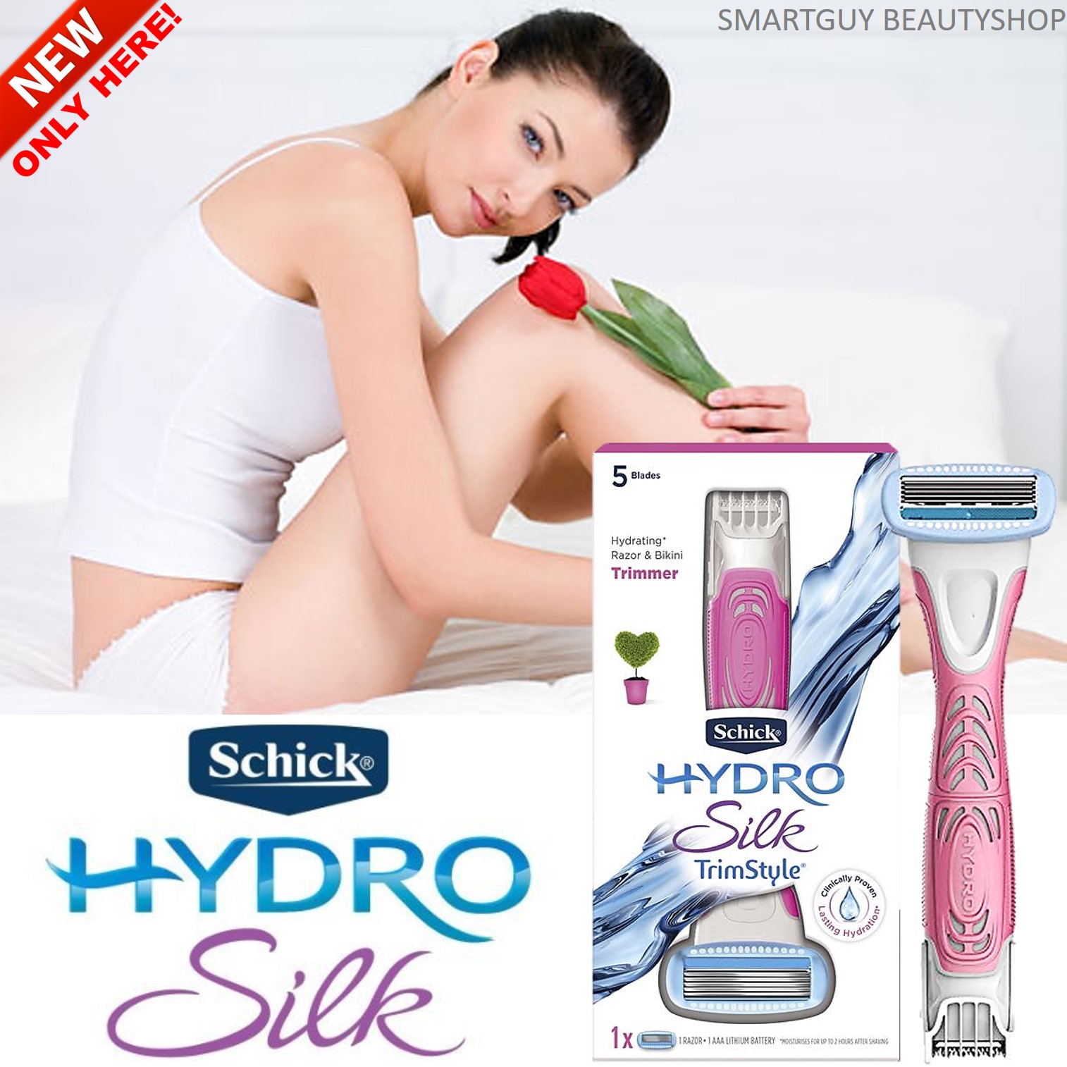 รีวิว Schick Hydro Silk TrimStyle 5-Blade Razor and Bikini Trimmer ชุดอุปกรณ์กำจัดขนสำหรับผู้หญิงรุ่นพิเศษแบบสองหัว
