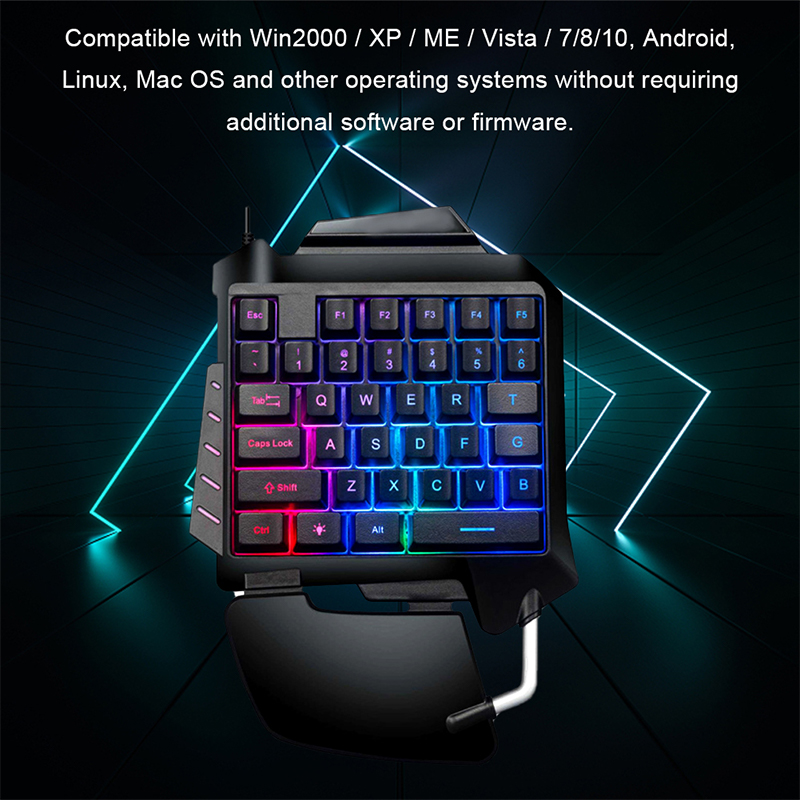 One-Handed Mechanical Gaming Keyboard RGB Backlit Portable Mini Gaming Keypad. 