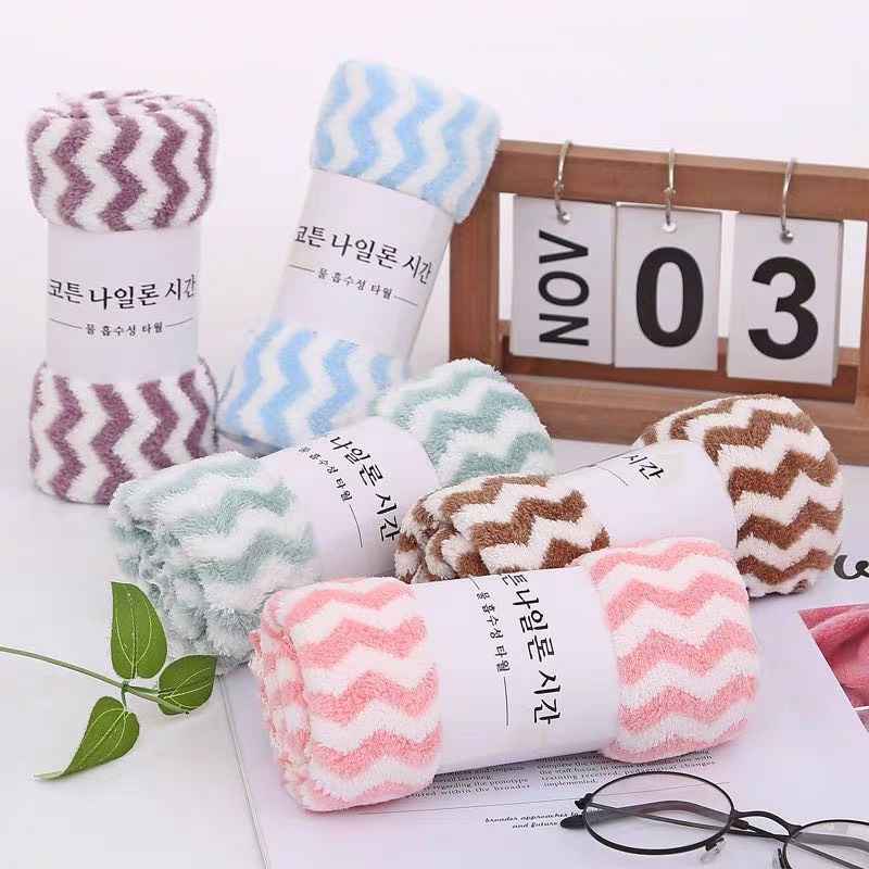 Khăn Mặt Kẻ Sọc Hàn Quốc Lông Siêu Mềm 30x50