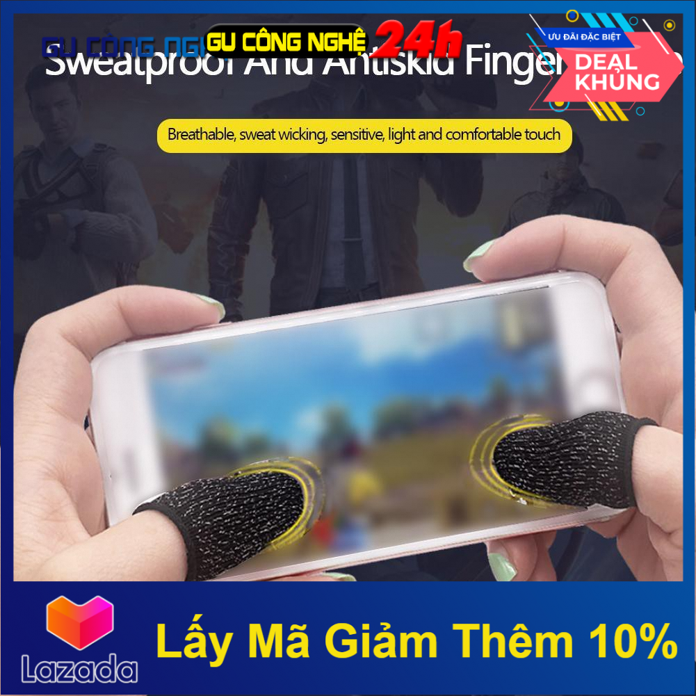 Bộ 2 Bao Đeo Ngón Tay Cảm Ứng Màn Hình Chống Trượt Chống Thấm Mồ Hôi Dùng Chơi Game Tiện Dụng -Dc4018